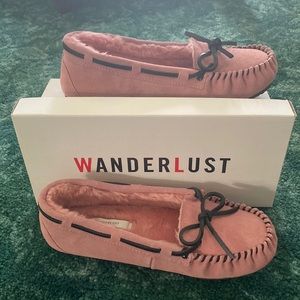 New pink moccasin slippers